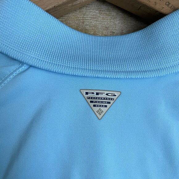 Columbia Men's Blue Omni-Freeze PFG Short Sleeve Polo Shirt - Size Small - Fish - Picture 5 of 6